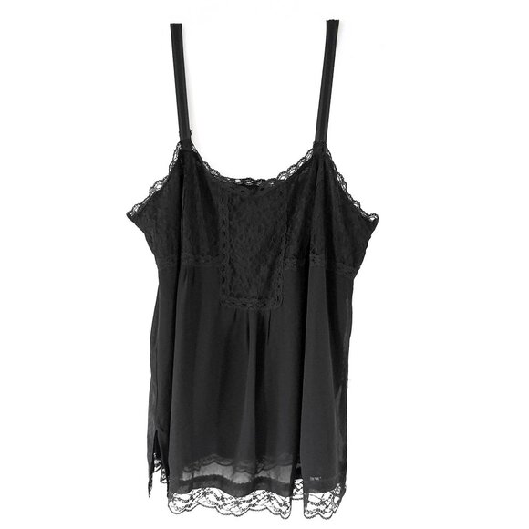 Apostrophe 20W BLACK Lace Cami Tank Top Sleeveless Blouse - Picture 1 of 13